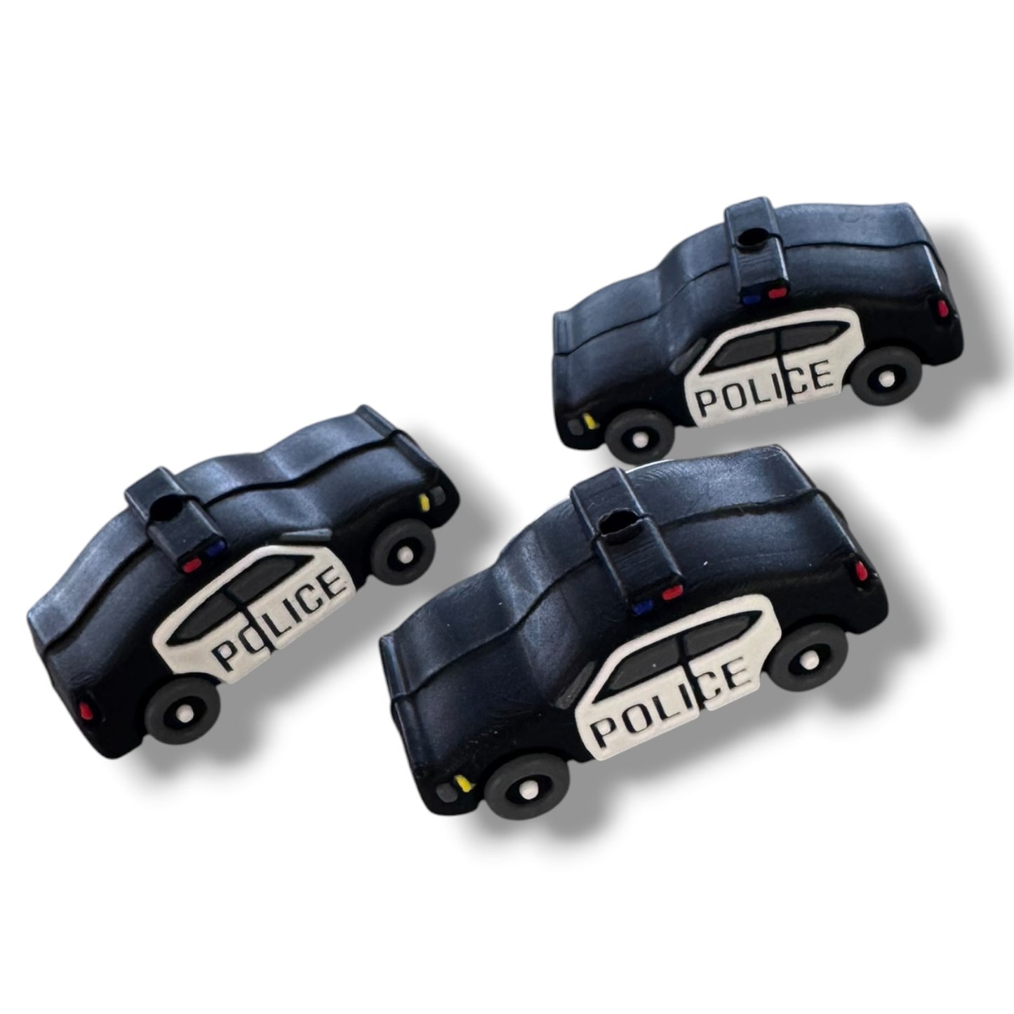h983- "Police Car 'Black' 3D" Silicone Focal Bead for DIY Crafts (1 Count)