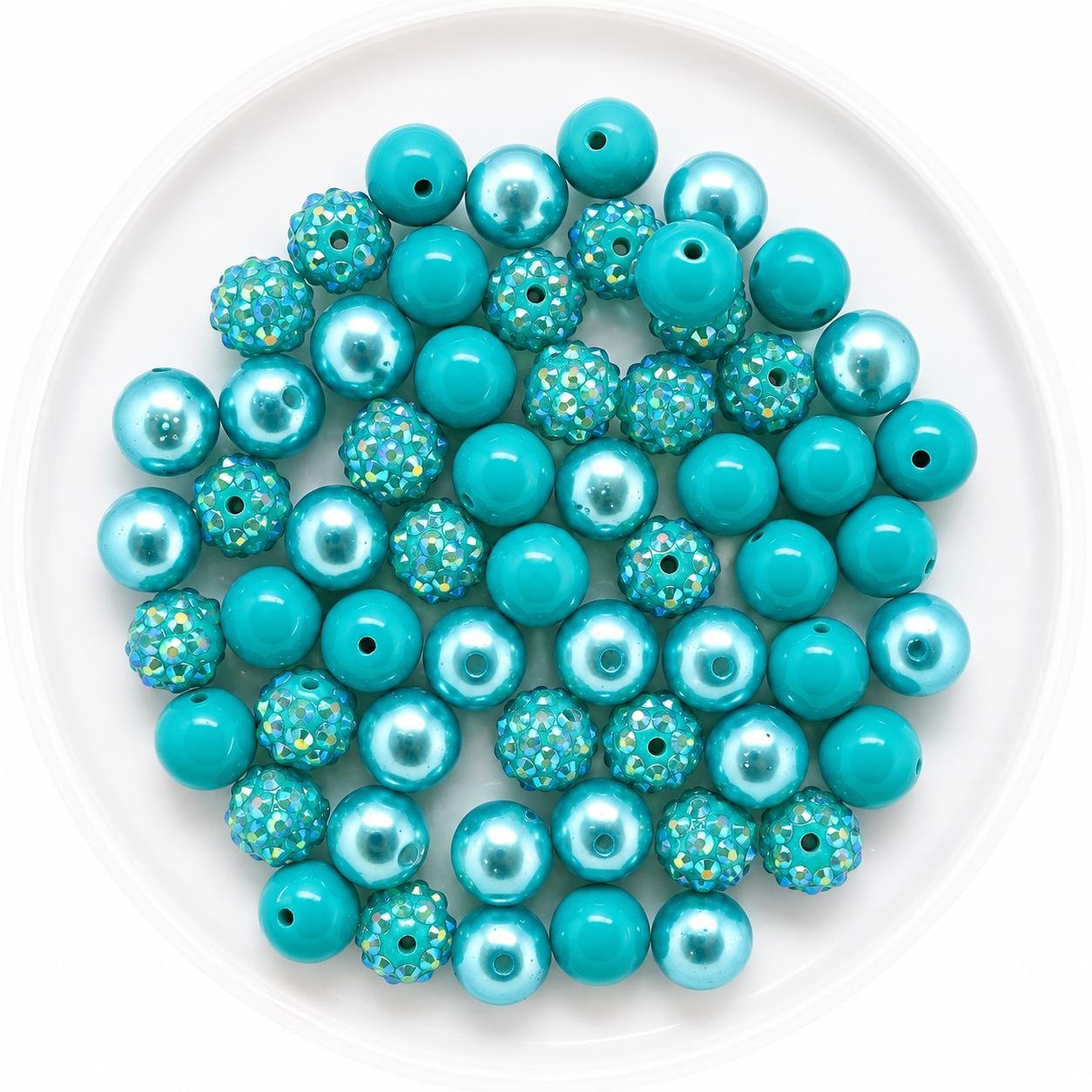 Aqua 12mm Acrylic Bubblegum Bead Mix | Wholesale Bulk Beads | 60 Count