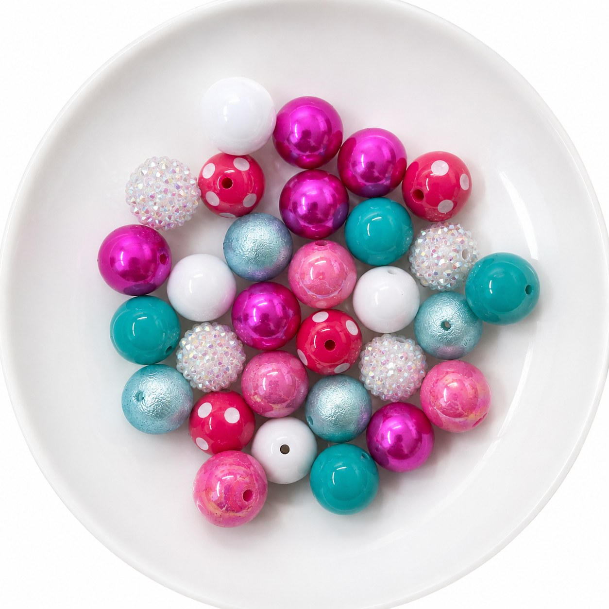 Flamingo Coast 20mm Acrylic Bubblegum Bead Mix | Wholesale Bulk Beads | 30 Count
