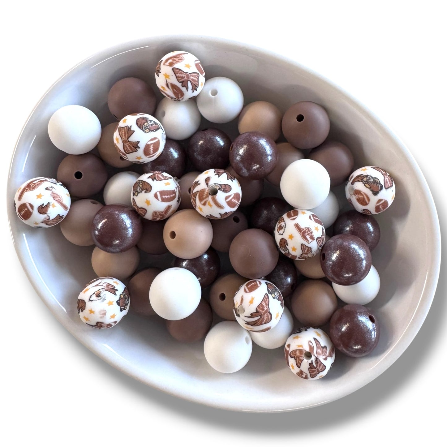 "Touchdown"- Silicone 15mm Bead Lot (50 Count) – Ideal for Beadable Pens & Keychains