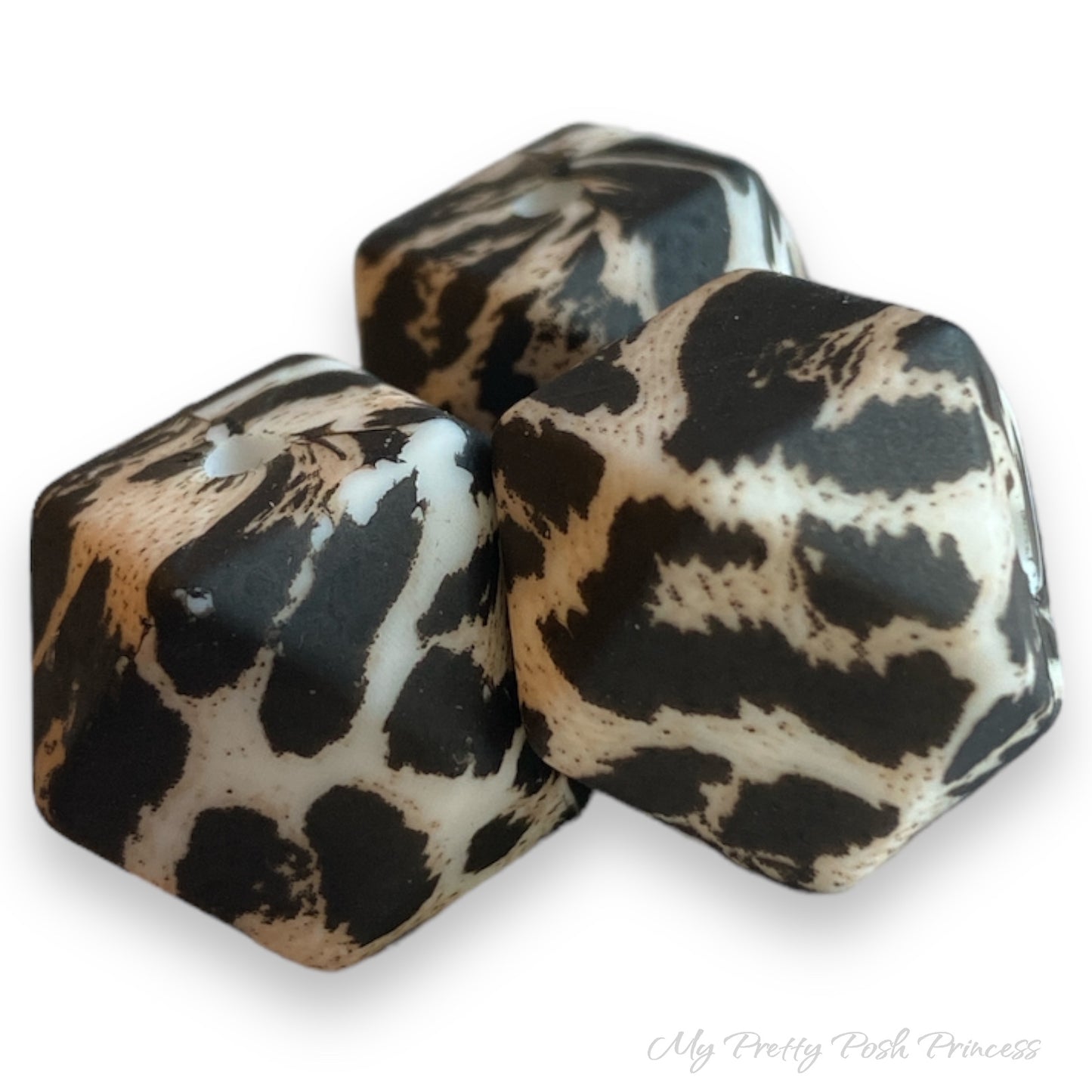 #704 - Rose Gold Leopard 14mm Hexagon Silicone Beads