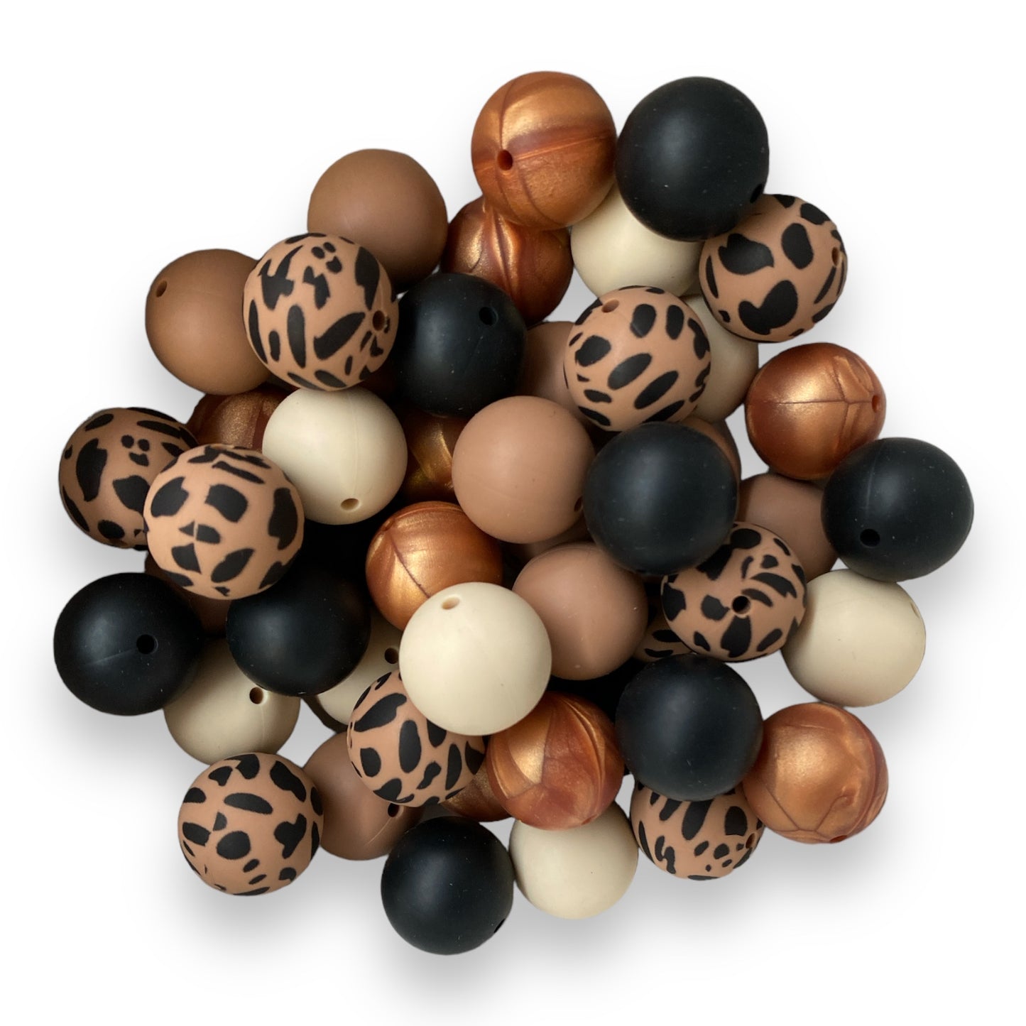 CK - 119 - 19mm "Brown / Black Cow" 50 Count Silicone Bead Pack