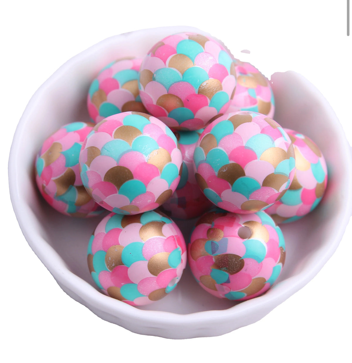W584- 20mm Pink Mermaid Acrylic Beads (1 Count)
