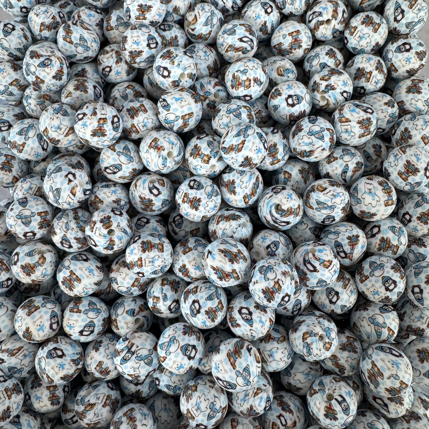 #720- "Winter" 15mm Silicone Pattern Bead for DIY Crafts