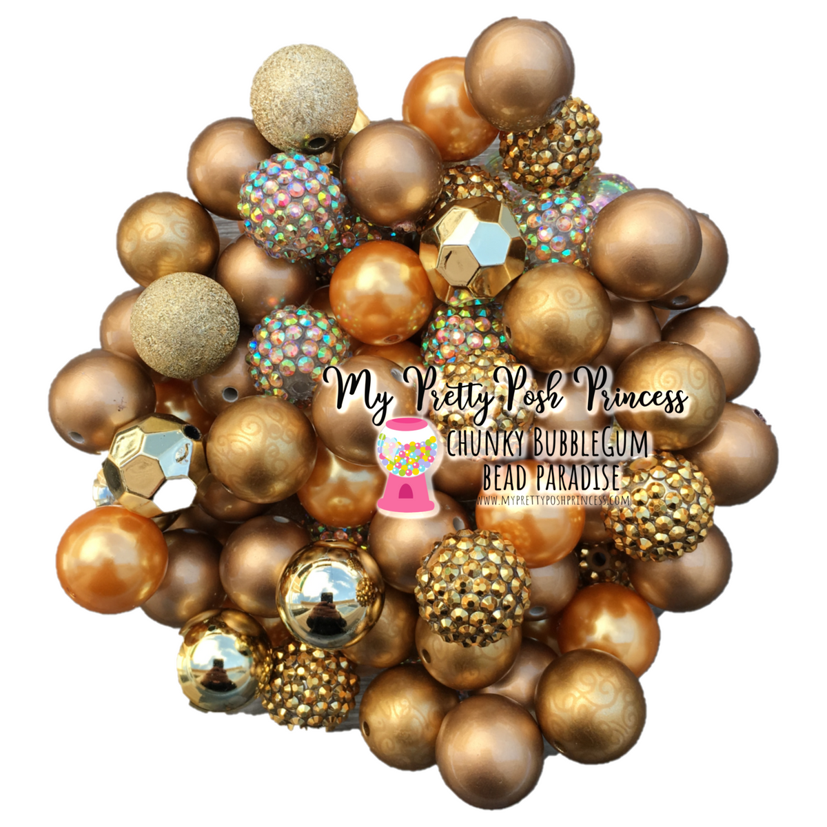 12-M160- 12mm Gold (50 Count) Acrylic Bead Pack