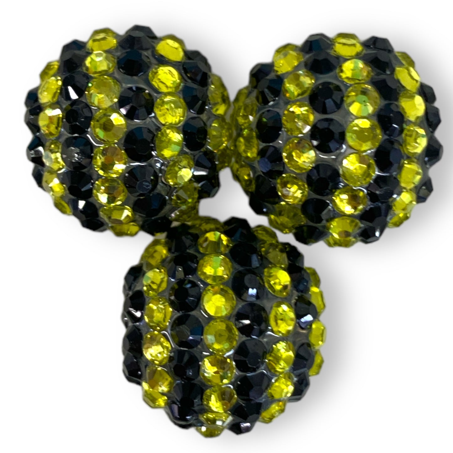 #1200 - 20mm Black/Yellow Rhinestone Beads (1 Count)