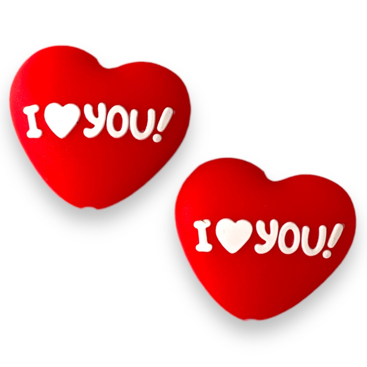 h912 - “Red Love You Heart” Silicone Focal Bead for DIY Crafts (1 Count)