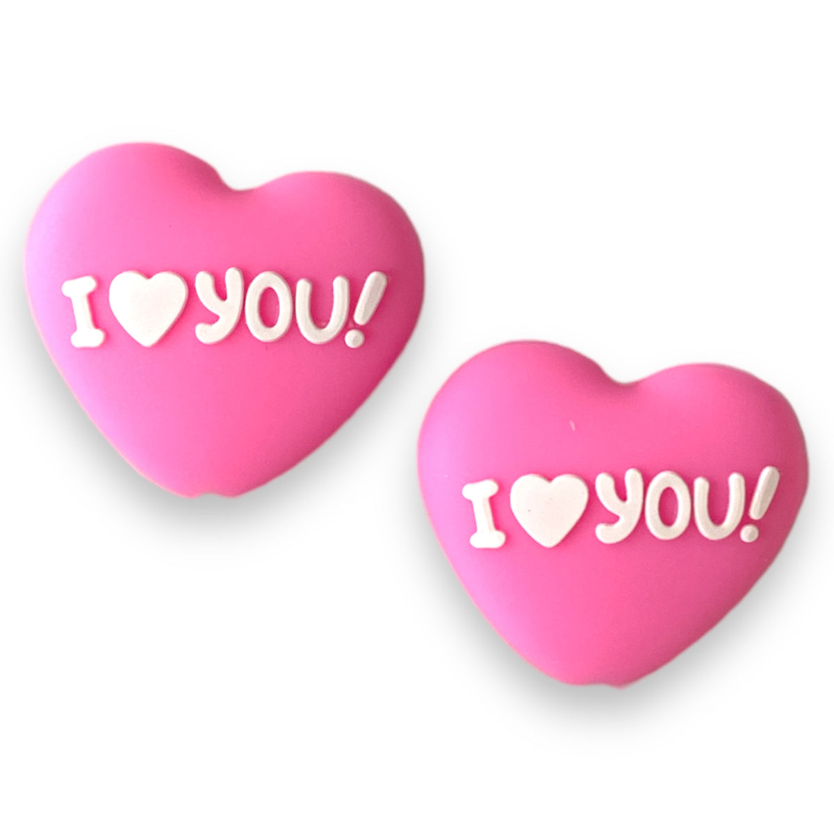 h859 - “Pink Love You Heart” Silicone Focal Bead (1 Count)