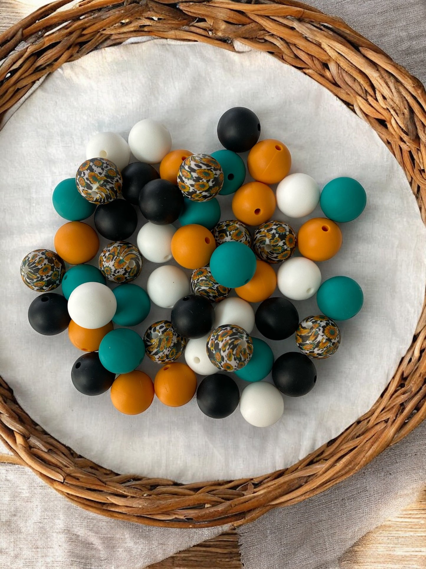 "Wildflower Ranch" 15mm Silicone 50 Count Bead Pack – Ideal for Beadable Pens & Keychains