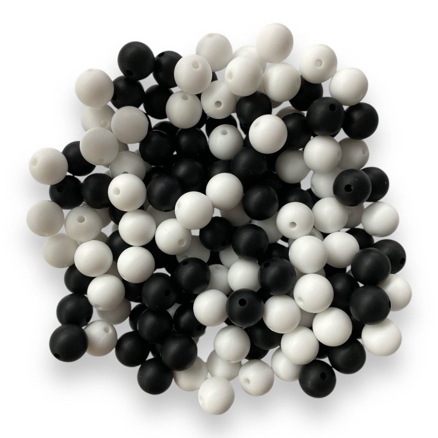 A68 - 12mm Round Black/White Silicone 50 Count Pack X_________