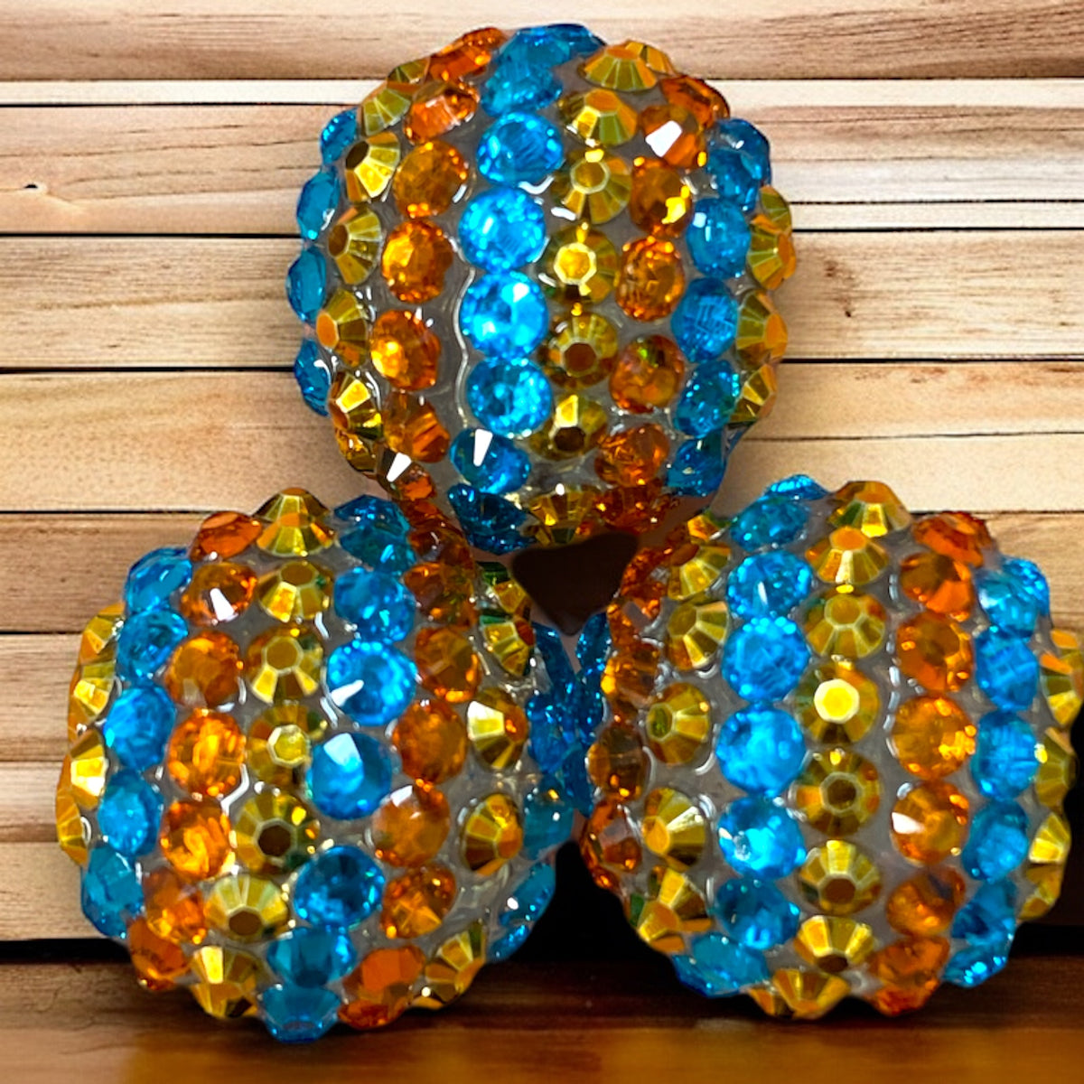 #1246- 20mm Western Stripe Rhinestone Acrylic Beads (1 Count)