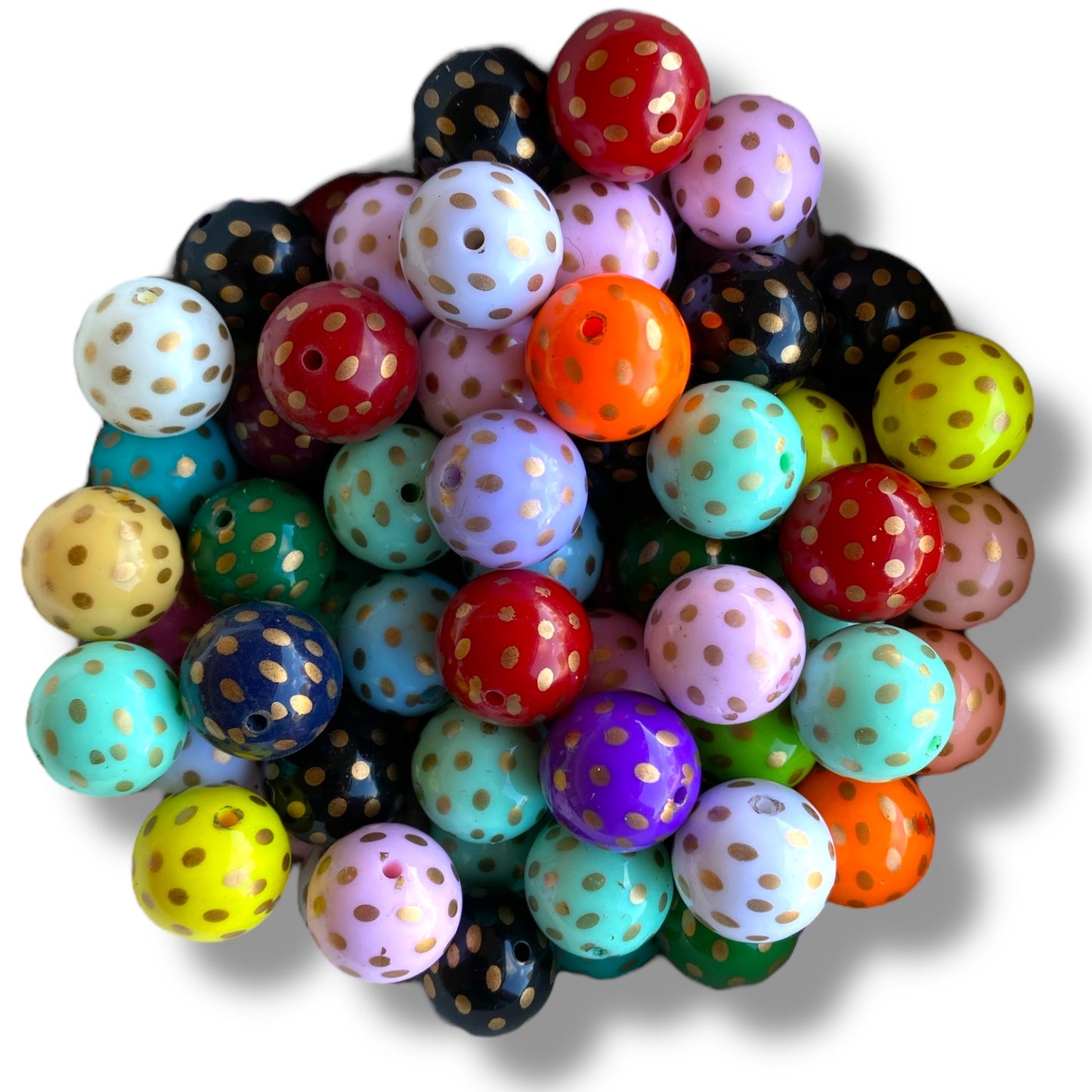 K- 554- 20mm Gold Polka Dot Acrylic 100 Count Beads Mix