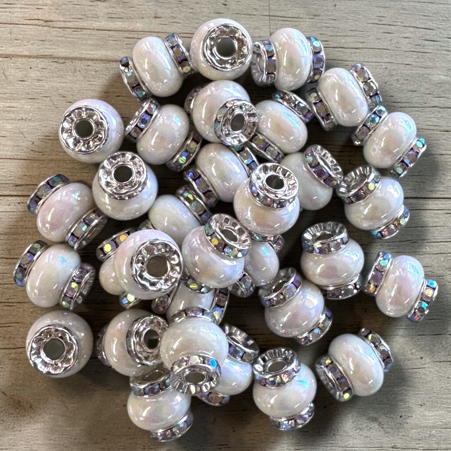 X315- White "Candy Halo" Acrylic (Spacer) Beads 14mm x 14mm (1 Count)