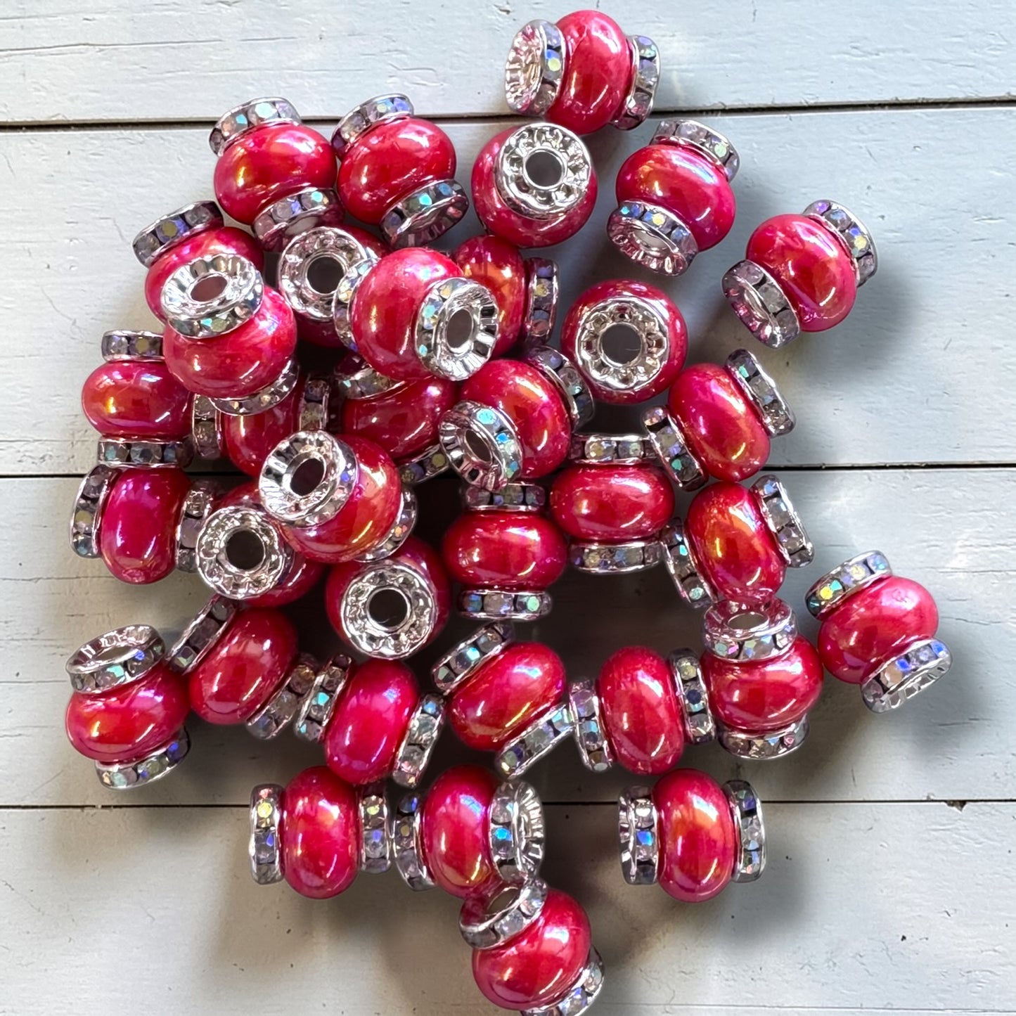 X316- Red "Candy Halo" Acrylic (Spacer) Beads 14mm x 14mm (1 Count)