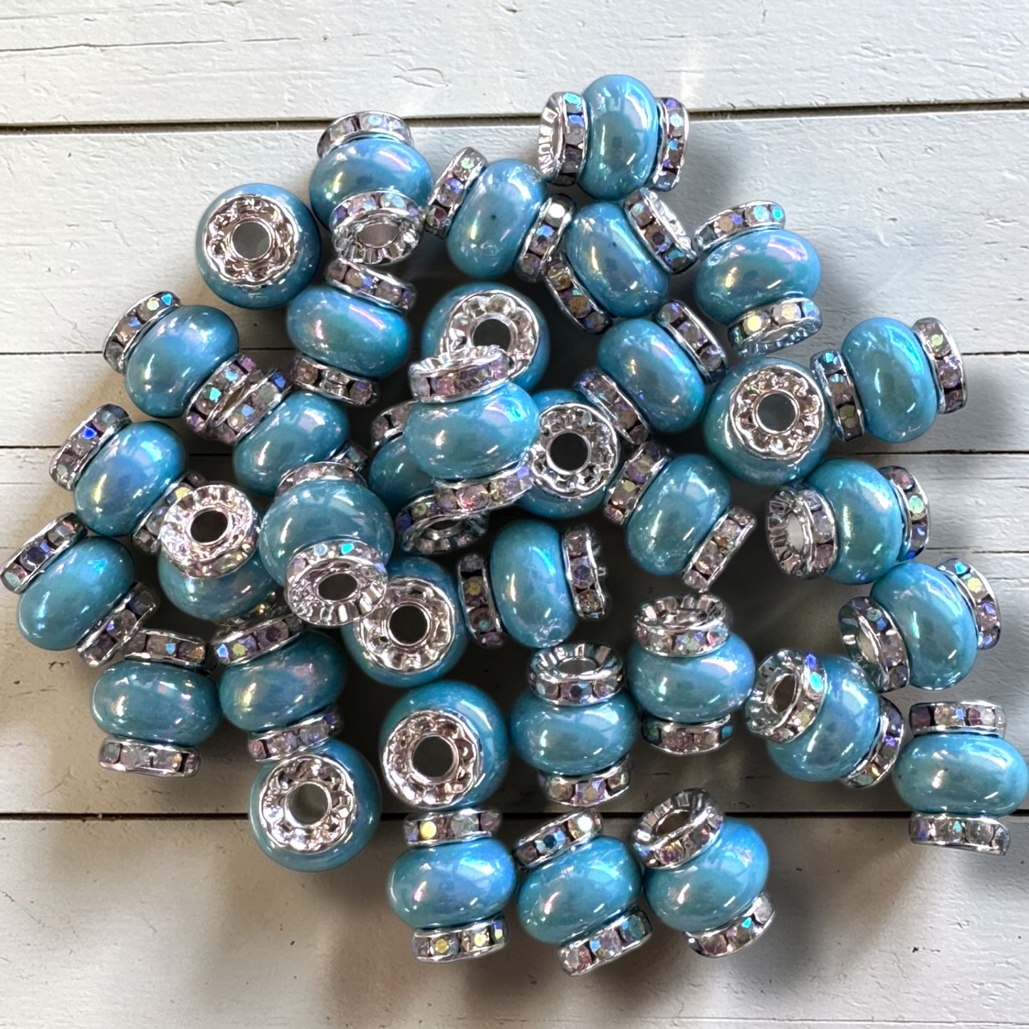 X312- Lake Blue "Candy Halo" Acrylic (Spacer) Beads 14mm x 14mm (1 Count)