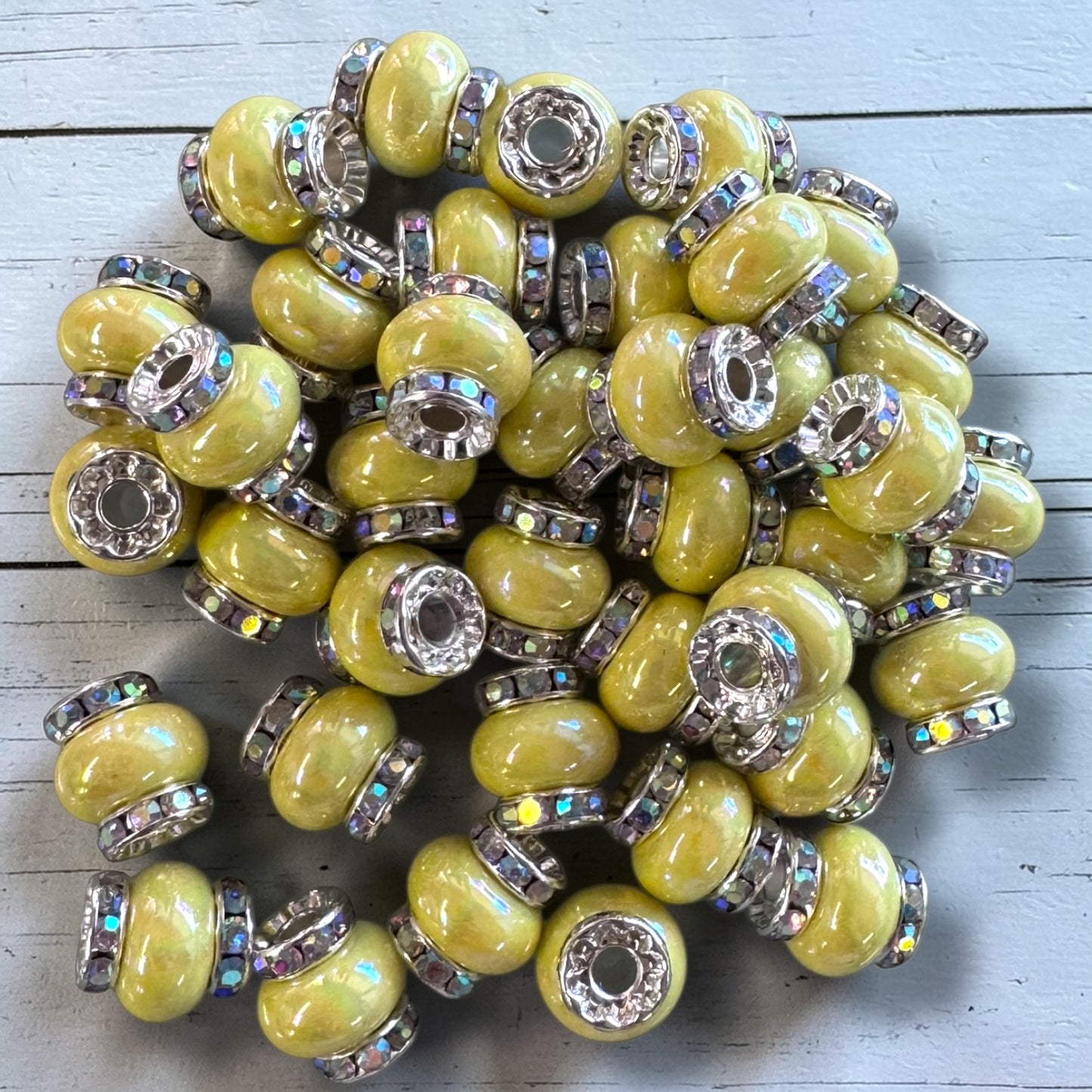 X314- Yellow "Candy Halo" Acrylic (Spacer) Beads 14mm x 14mm (1 Count)