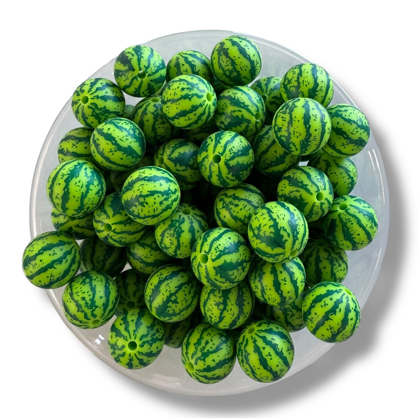 T88 - 15mm "Watermelon" Pattern Silicone Beads for Beadable Pens, Keychains, Wristlets, & Jewelry Making