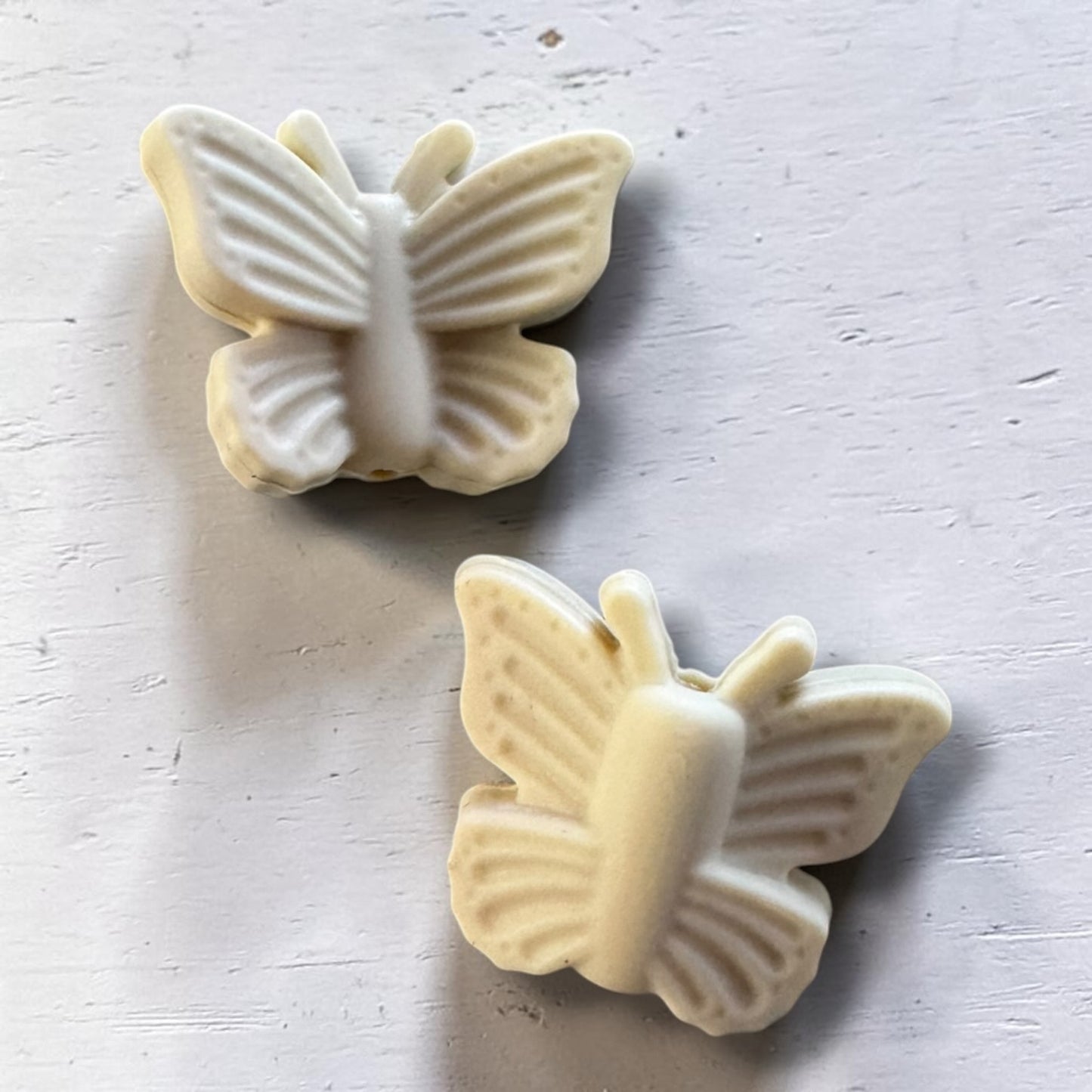 X188- Cream Butterfly Silicone Focal Bead for DIY Crafts (1 Count)