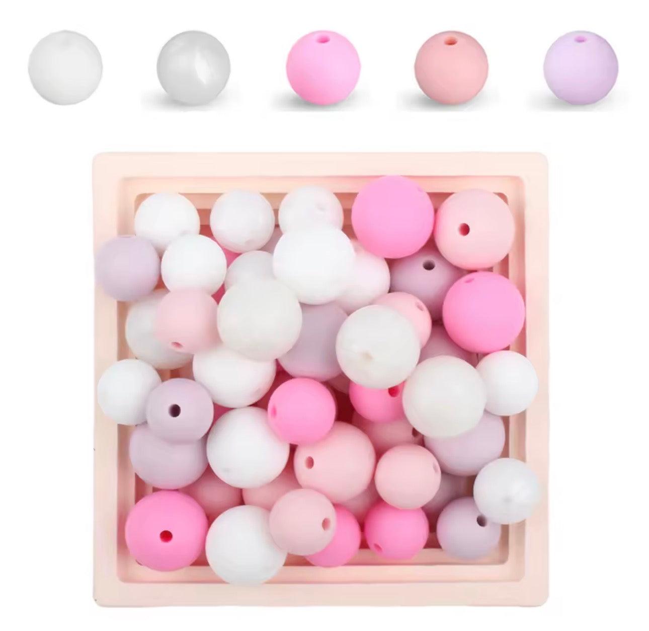 "Pink Cloud" 15mm Silicone 50 Count Bead Pack – Ideal for Beadable Pens & Keychains