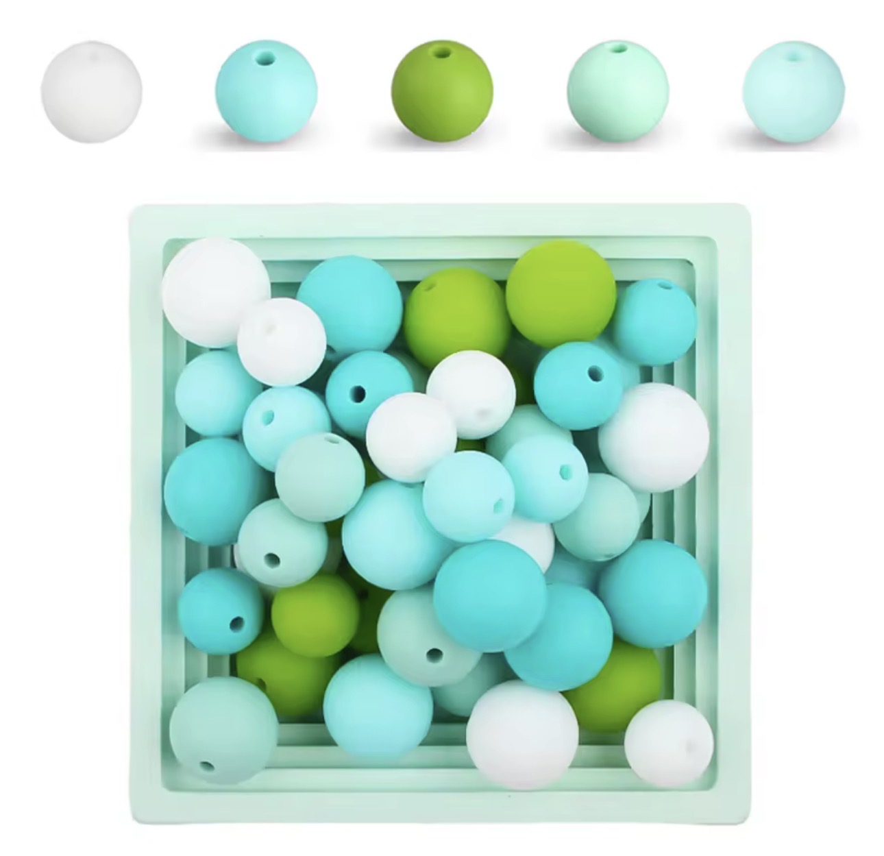 "Tropical Waters" 15mm Silicone 50 Count Bead Pack – Ideal for Beadable Pens & Keychains