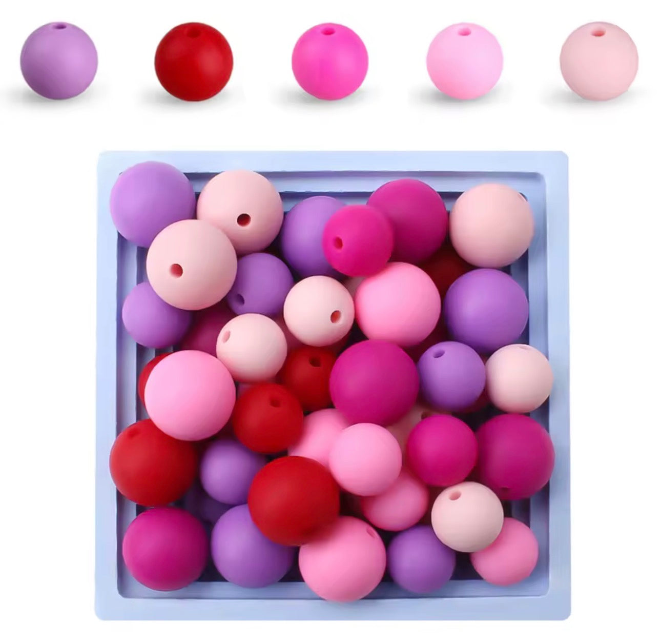 "Berry Bliss" 15mm Silicone 50 Count Bead Pack – Ideal for Beadable Pens & Keychains