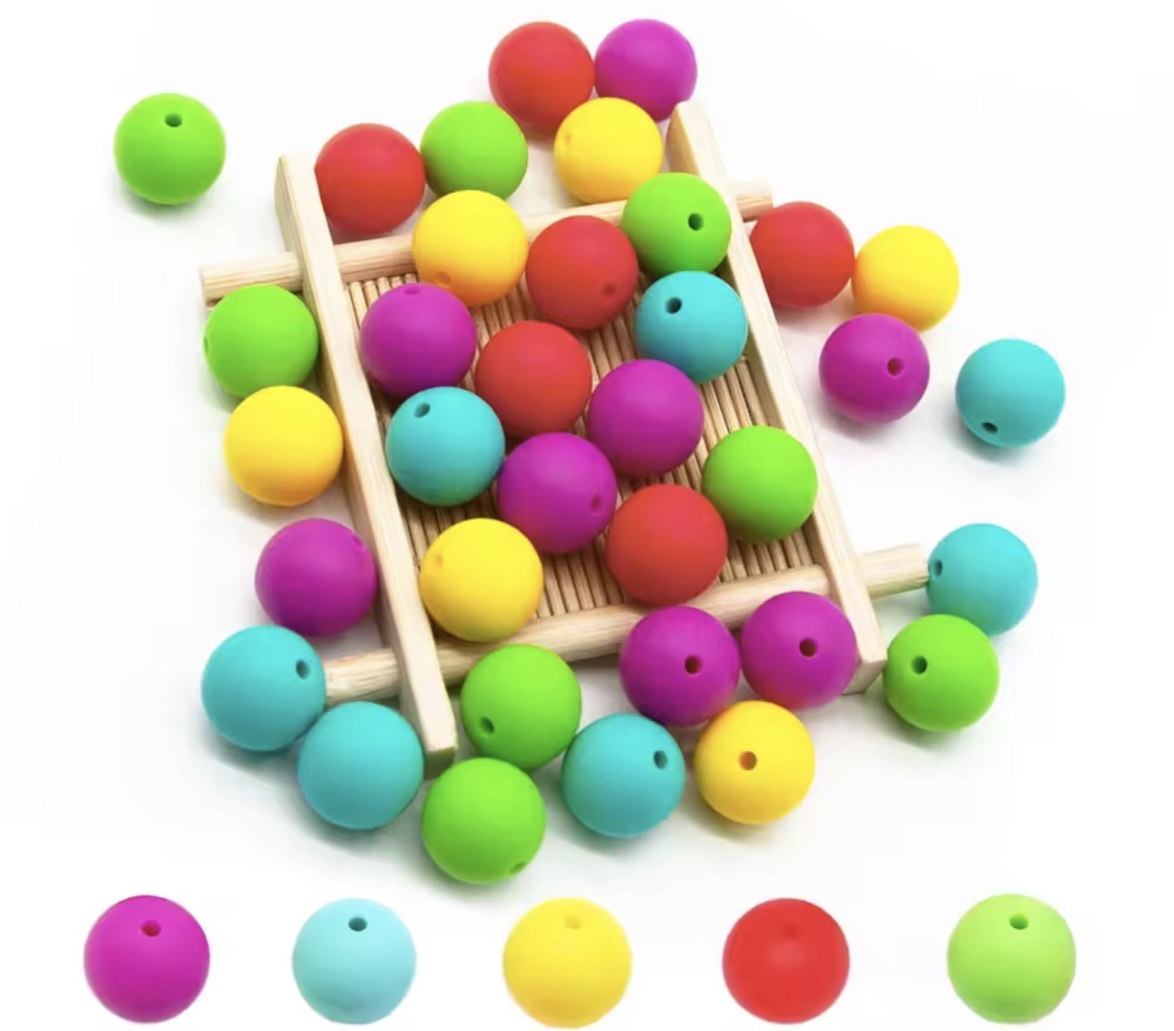 "Tutti Frutti" 15mm Silicone 50 Count Bead Pack – Ideal for Beadable Pens & Keychains