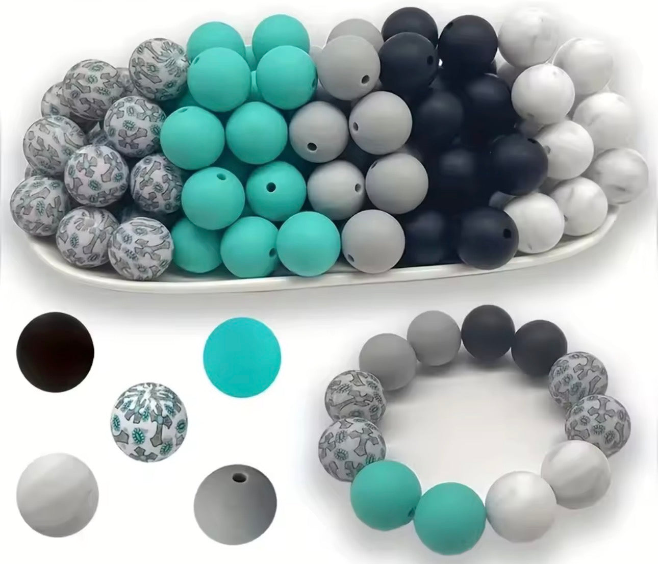 "Blessings" Silicone 15mm 50 Count Pack – Ideal for Beadable Pens & Keychains