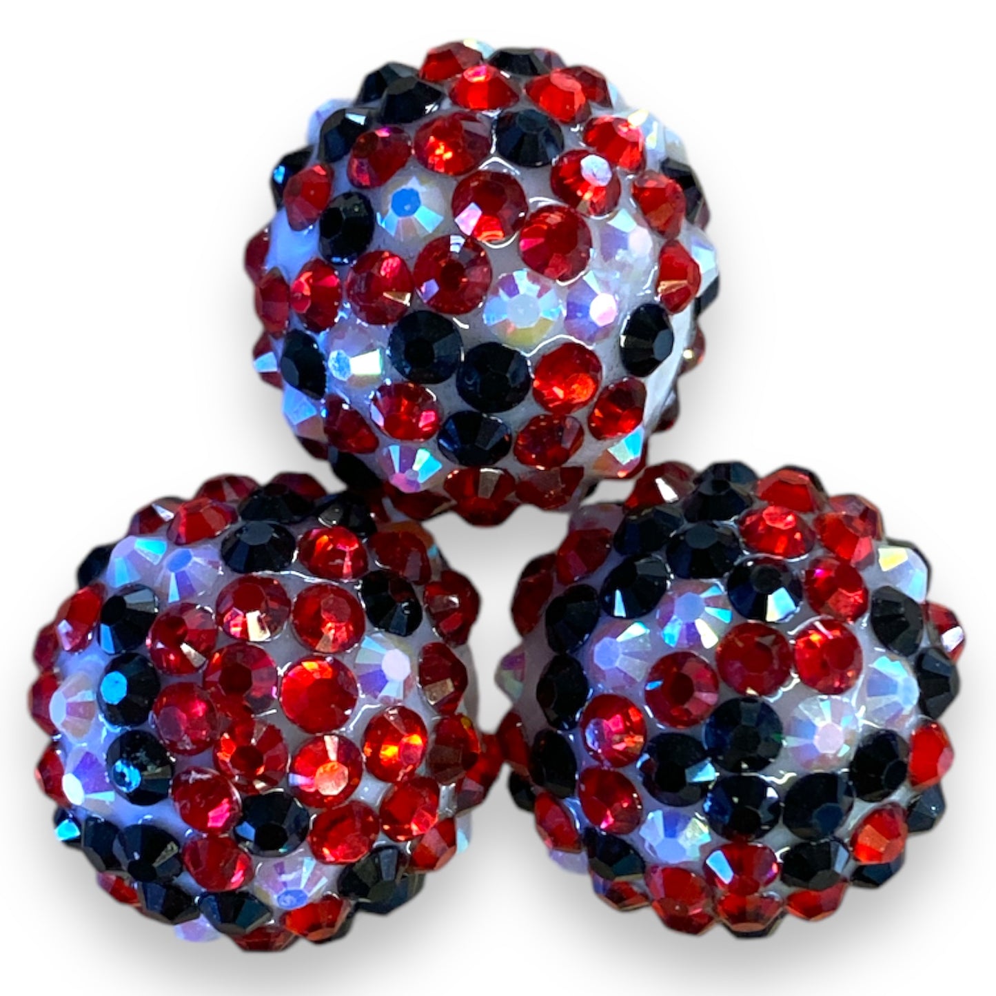 Z/98- 20mm Black, Red, & White AB Confetti (1 Count) Acrylic Rhinestone Beads