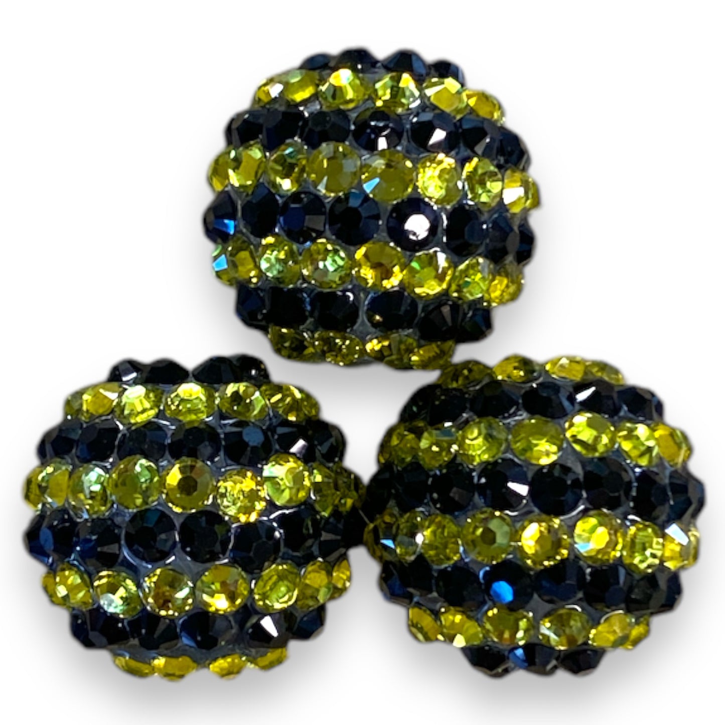 Z/105- 20mm Black & Yellow (1 Count) Acrylic Rhinestone Beads