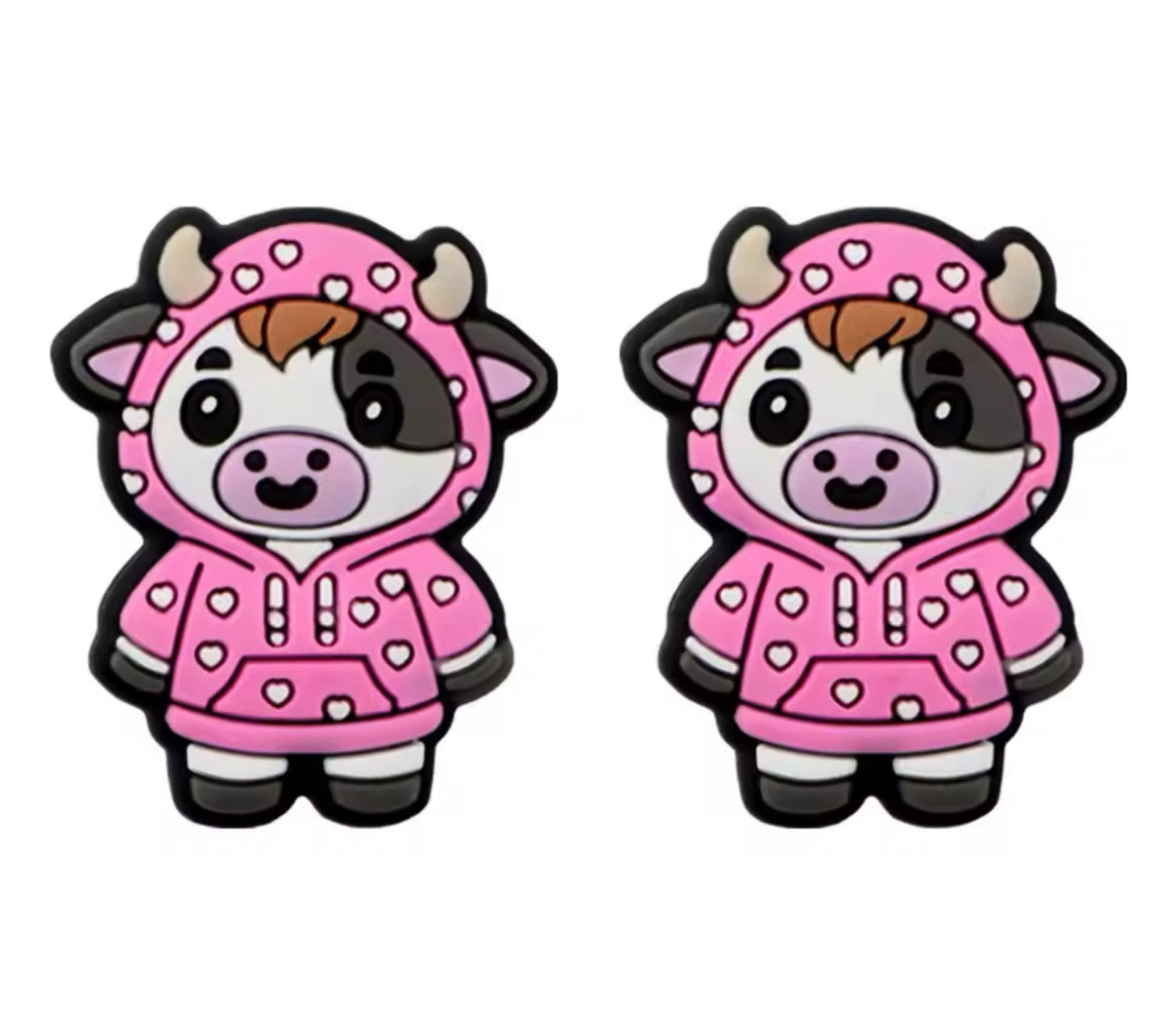 X415 - "Pink Pajama Cow” Silicone (1 Count) Focal Bead