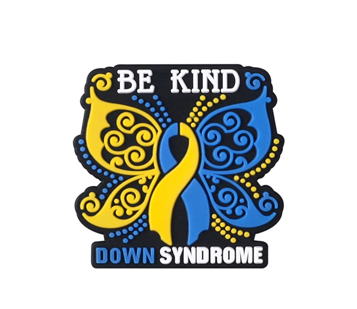 e640 - "Be Kind- Down Syndrome” Silicone (1 Count) Focal Bead