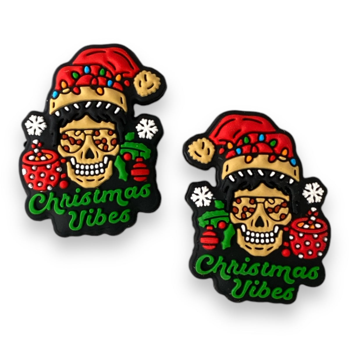 h896 - “Chritmas Vibes- Red” Silicone (1 Count) Focal Bead