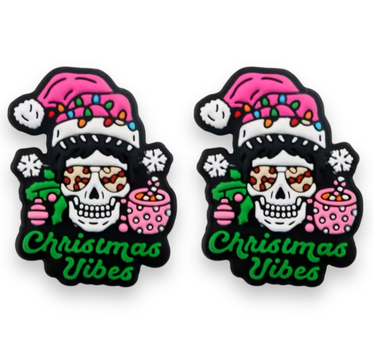 h927 - “Chritmas Vibes- Pink” Silicone (1 Count) Focal Bead