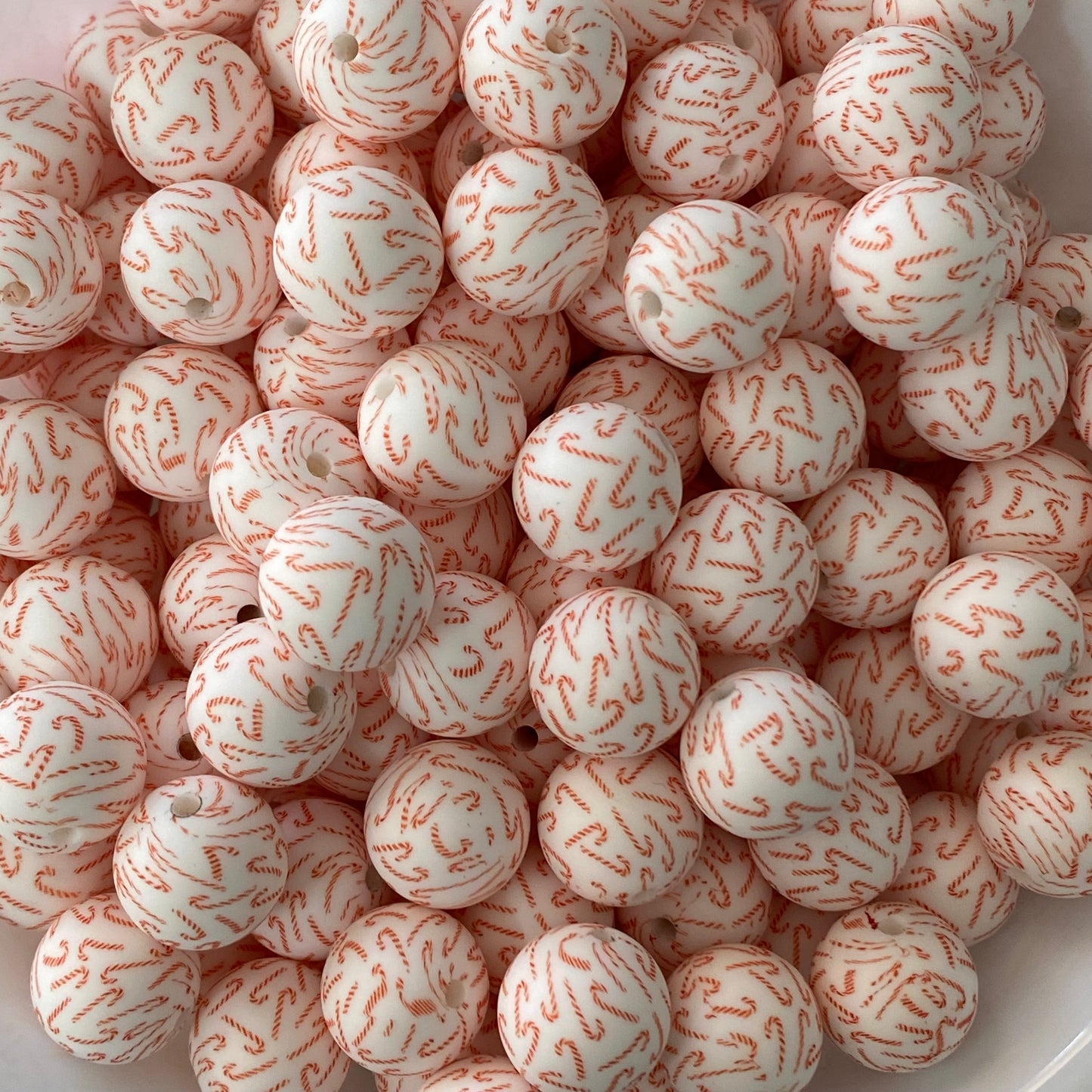 T414- 15mm "Candy Cane" Silicone Beads