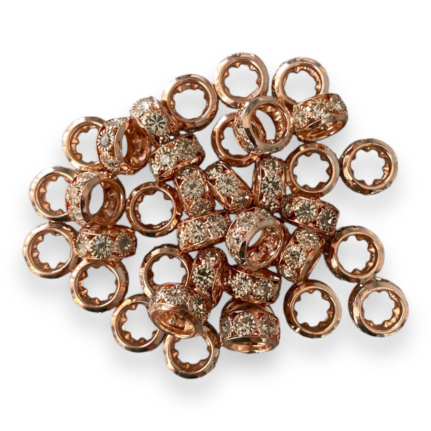 P100- 12mm Wide Hole "Rose Gold" Rhinestone Spacers (10 Count)