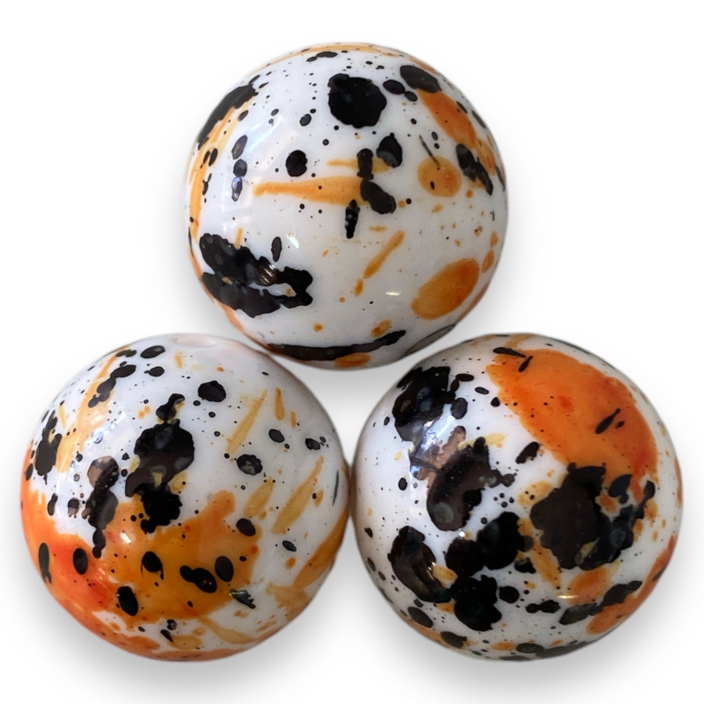 Z/79 - 20mm "Black & Orange Splatter" Acrylic Beads (1 Count)