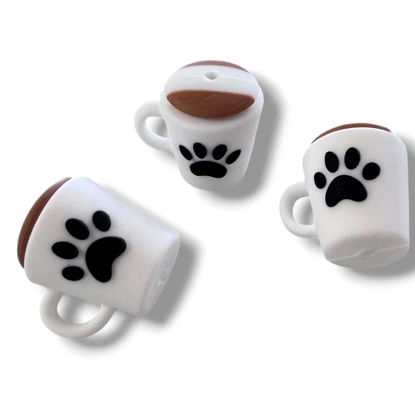 X119- "Paw Mug 3D" Silicone Focal Bead for DIY Crafts (1 Count)