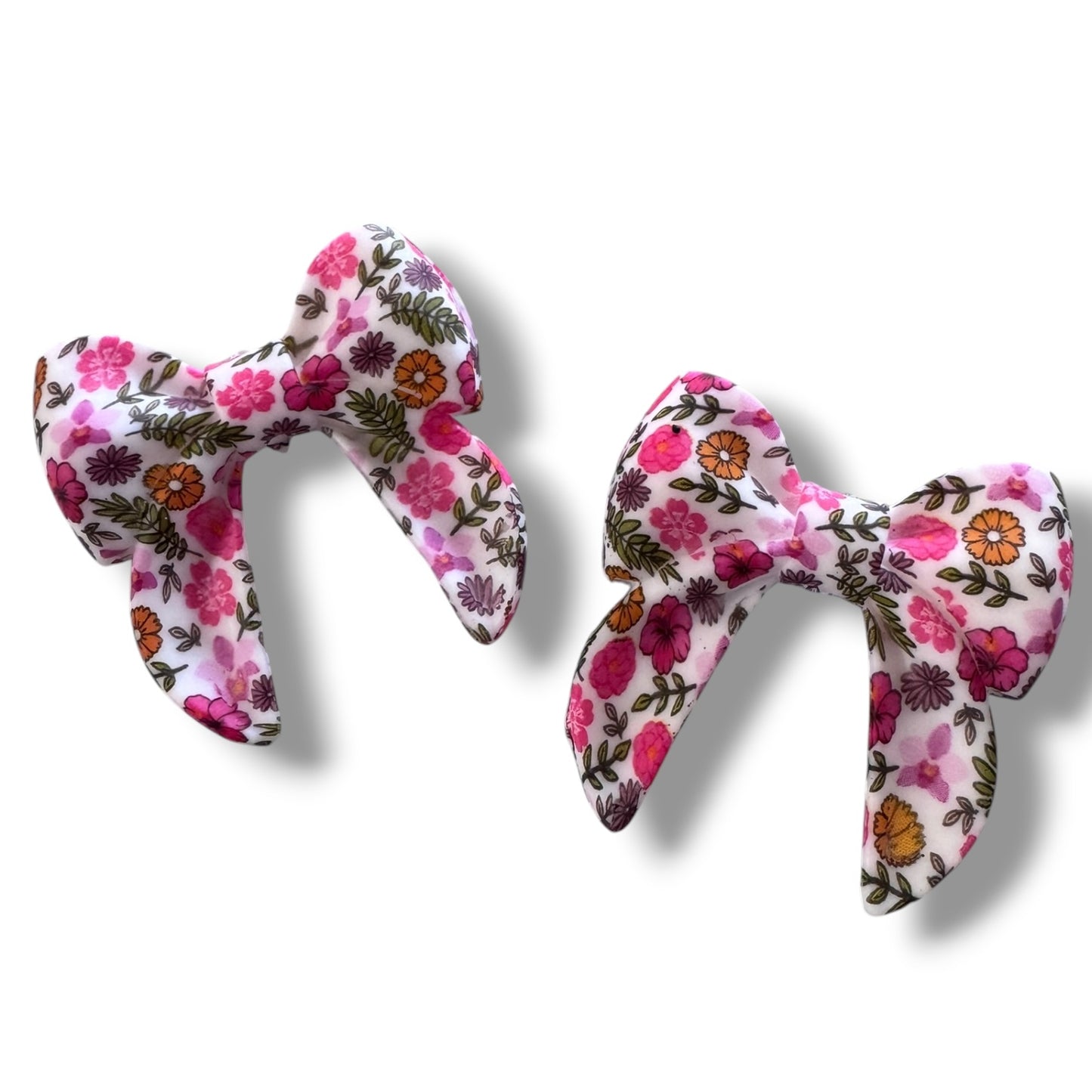X288- "Wildflower Whimsy Bow" Silicone Focal Bead for DIY Crafts (1 Count)