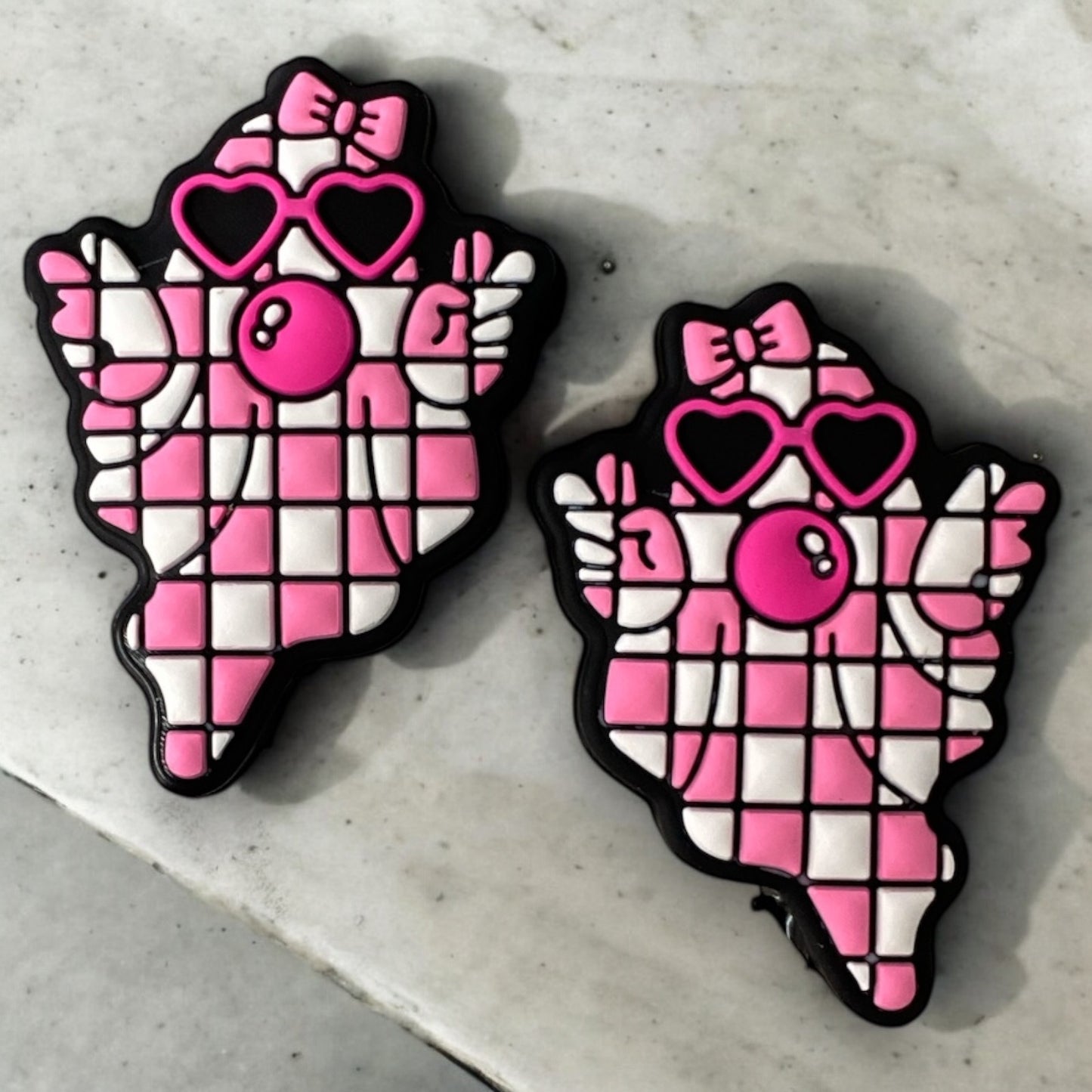 h838 - “Pink Bubblegum Ghost” Silicone Focal Bead (1 Count)