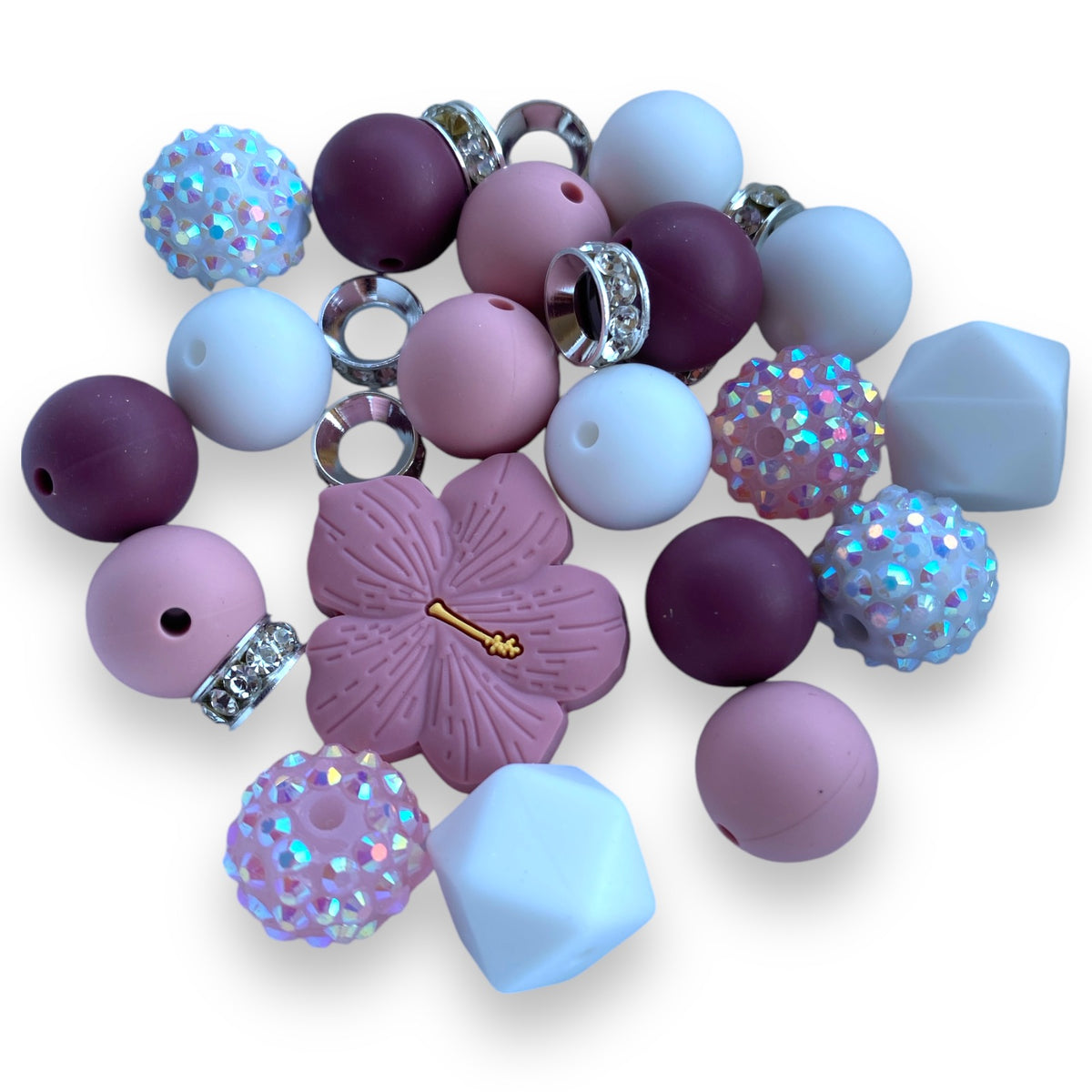 CK- 125 - "Mauve Floral" Silicone Bead Bling Kit
