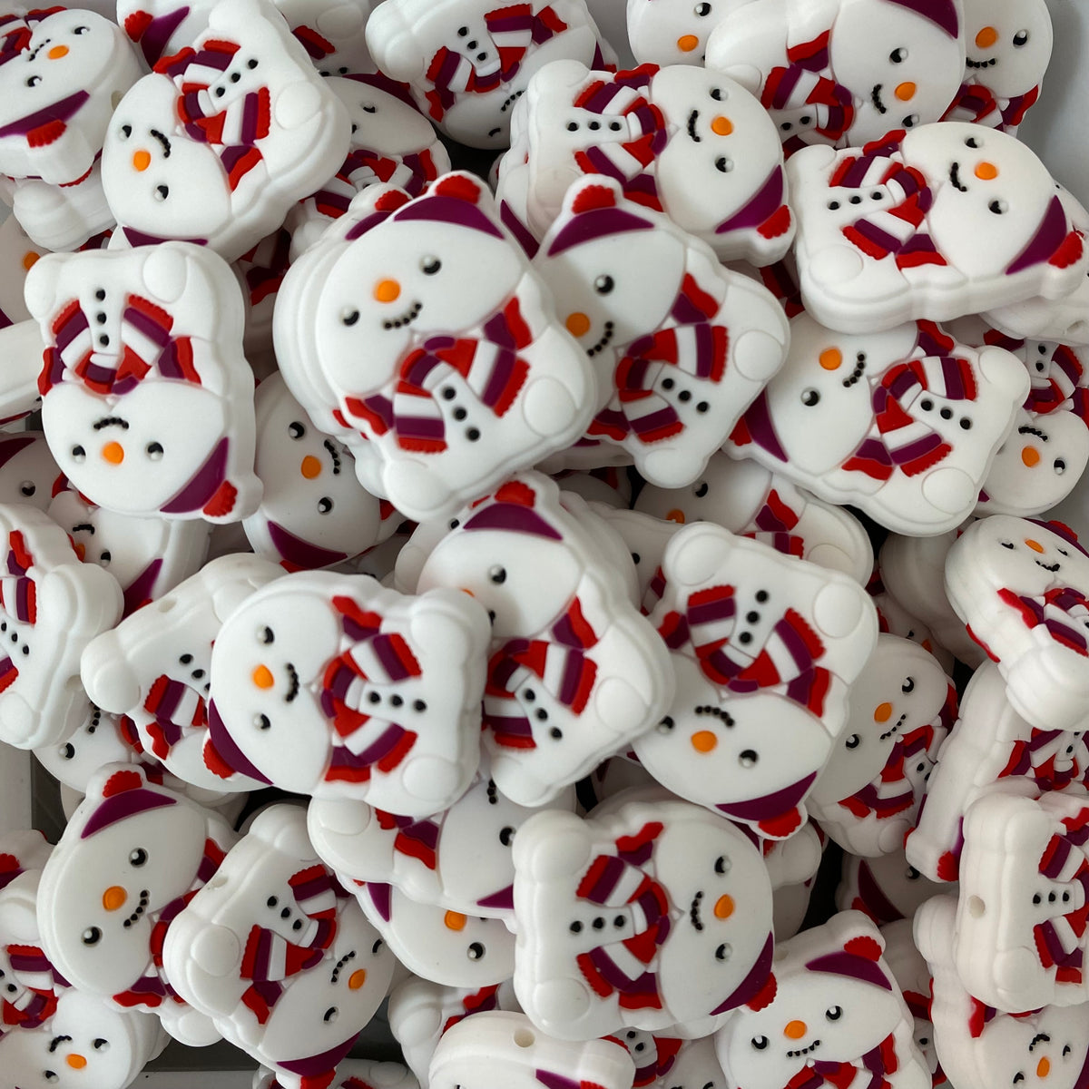 X369 - “Red Snowman" Silicone Focal Bead (1 Count)