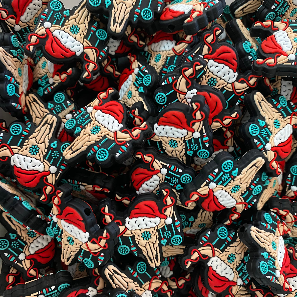 X363 - “Longhorn Christmas" Silicone Focal Bead (1 Count)