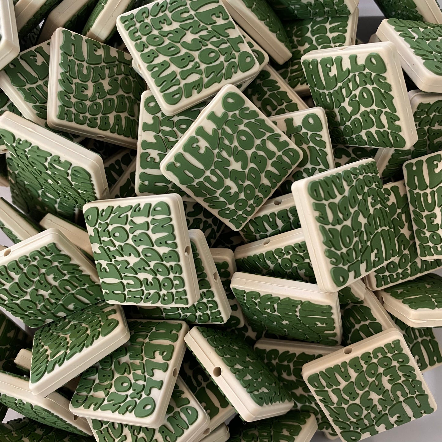 h984 - “Hello Hunting Season Goodbye Husband" Silicone Focal Bead (1 Count)