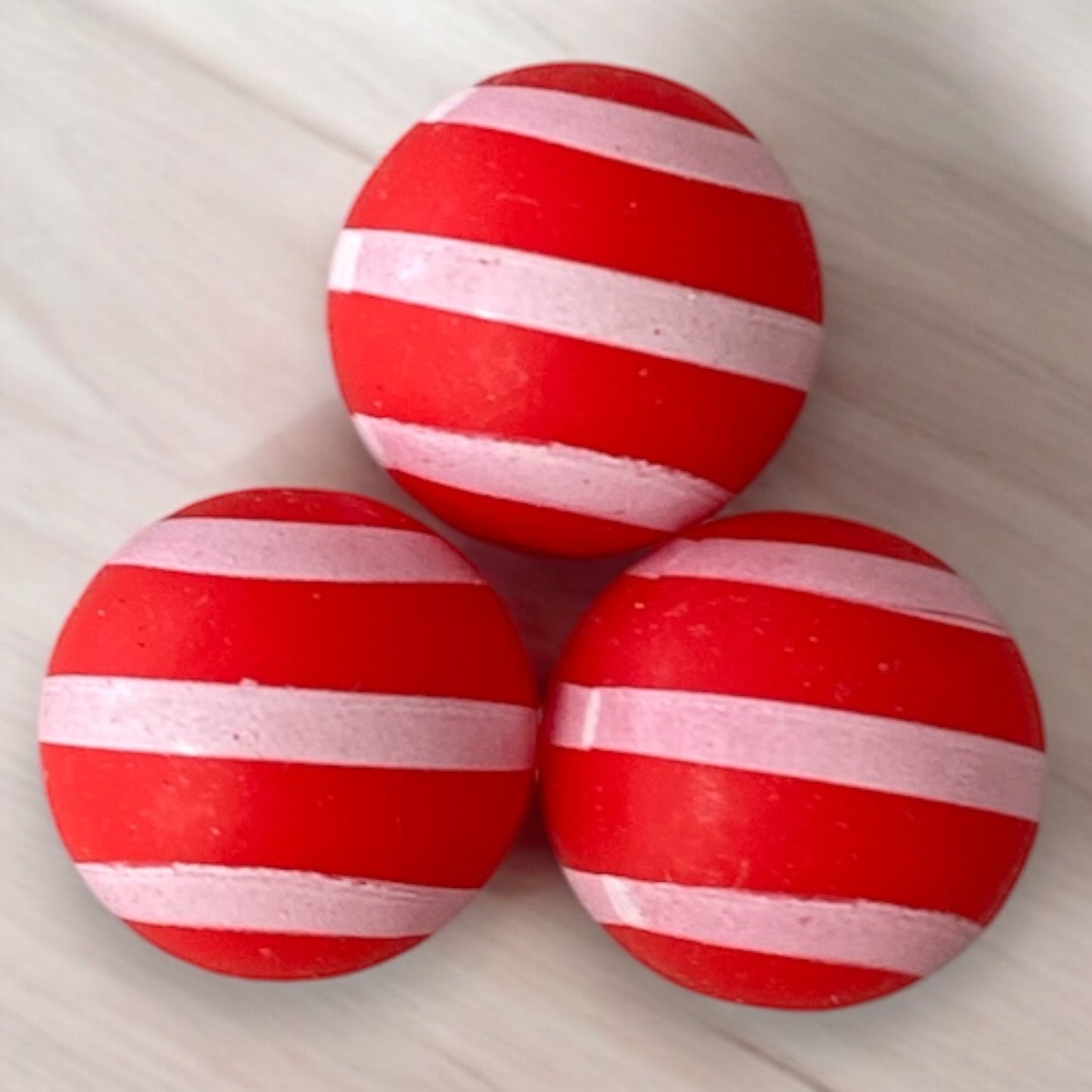 T62- 15mm "Red Striped" Silicone Beads