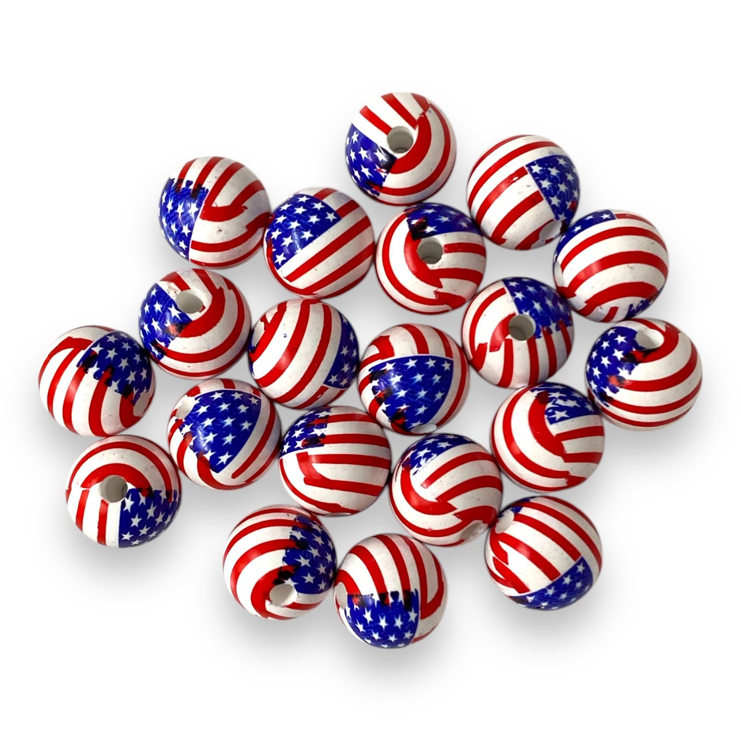w241- 12mm "US Flag" Wood Beads (20 Count)