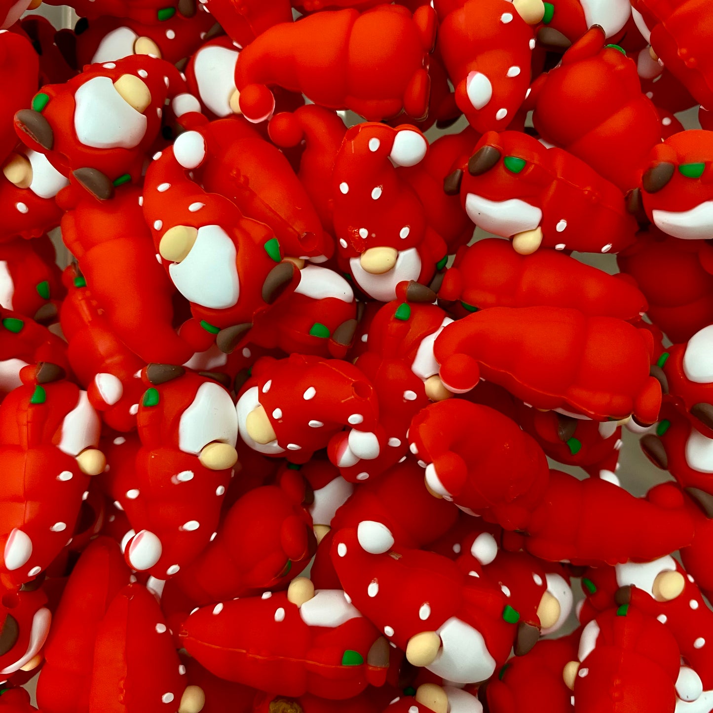 h807 - “Red 3D Gnome” Silicone Focal Bead (1 Count)