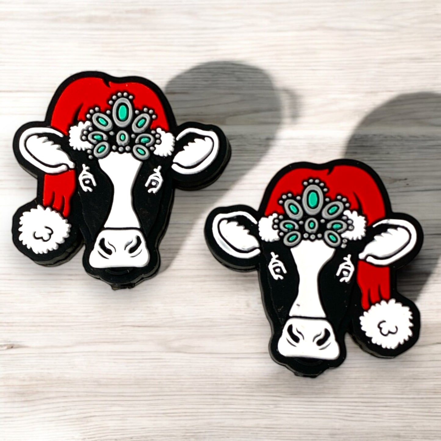 h801- “Christmas Cow” Silicone Focal Bead (1 Count)