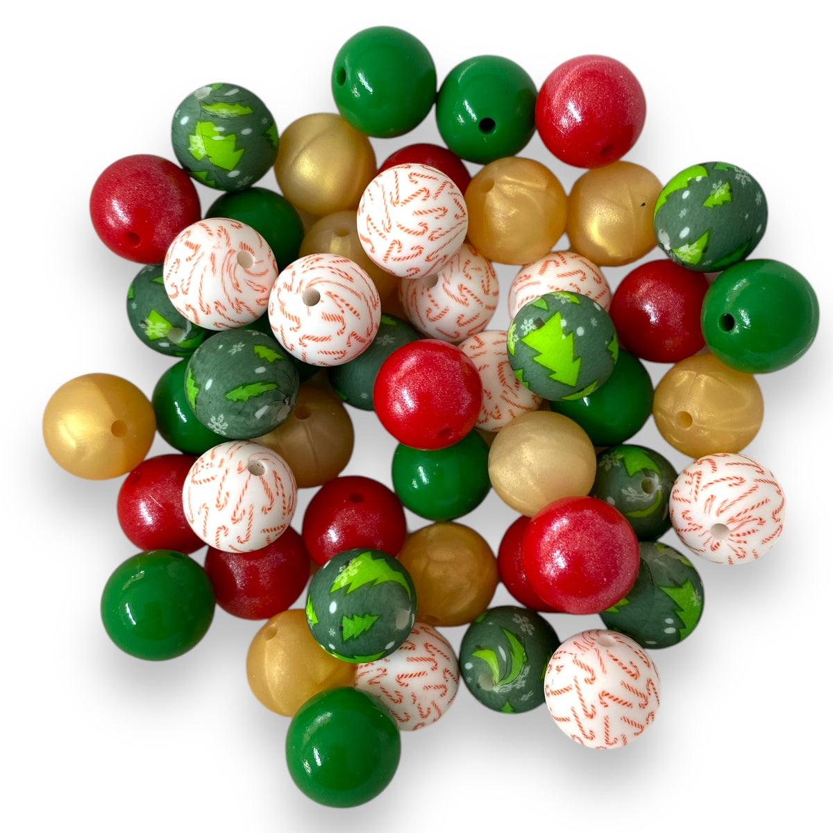 CK- 226 - 15mm "Deck The Halls” 50 Count Mixed Pack Silicone Beads