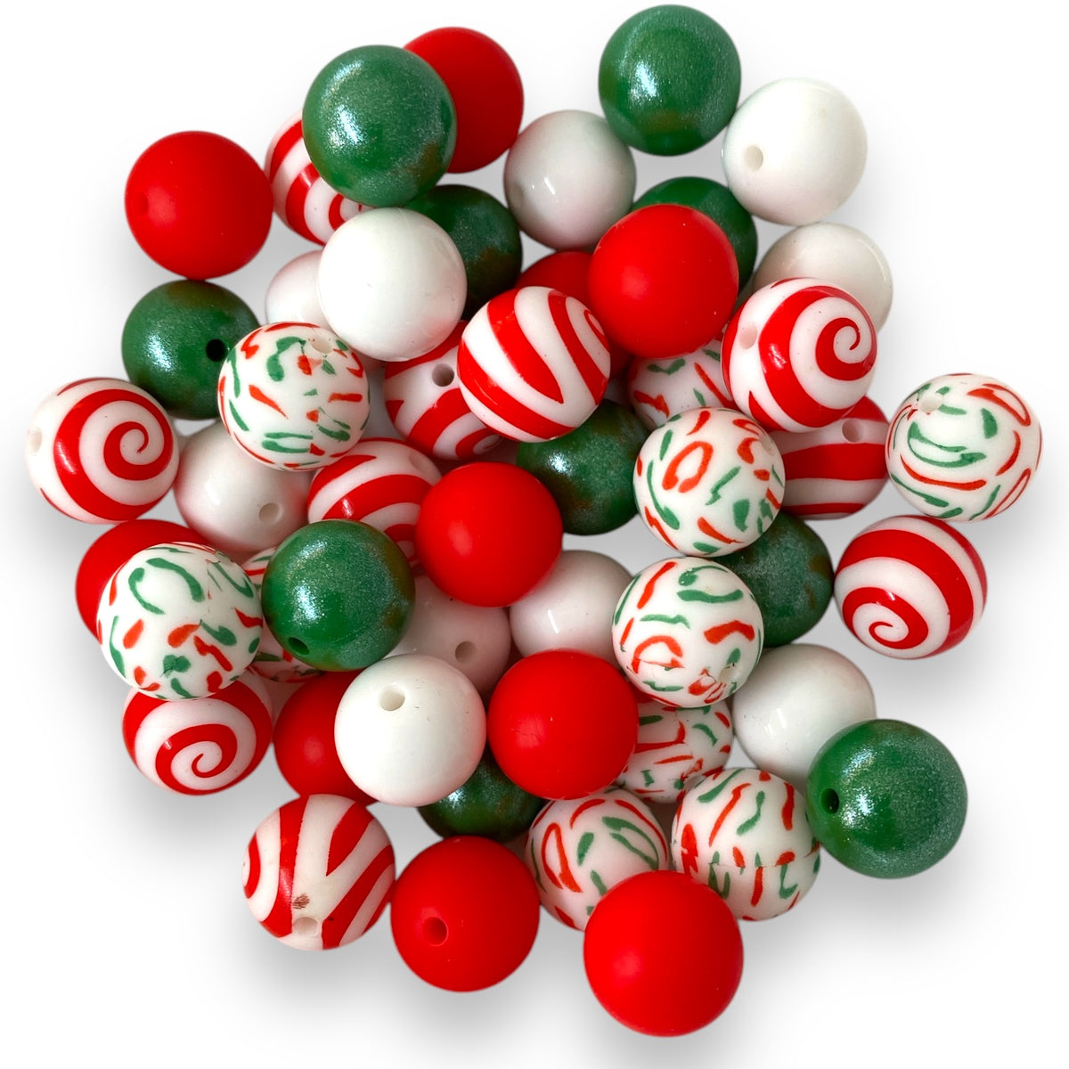 CK- 211 - 15mm "Classic Christmas” 50 Count Mixed Pack Silicone Beads