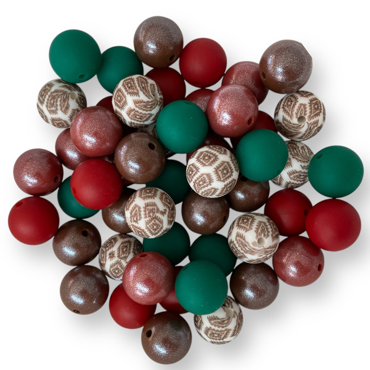 CK- 120 - 15mm "Cowboy Christmas” 50 Count Mixed Pack Silicone Beads